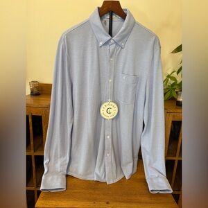 New NWT Criquet Light Blue Knit Oxford Button-Down Shirt XL 100% Pima Cotton